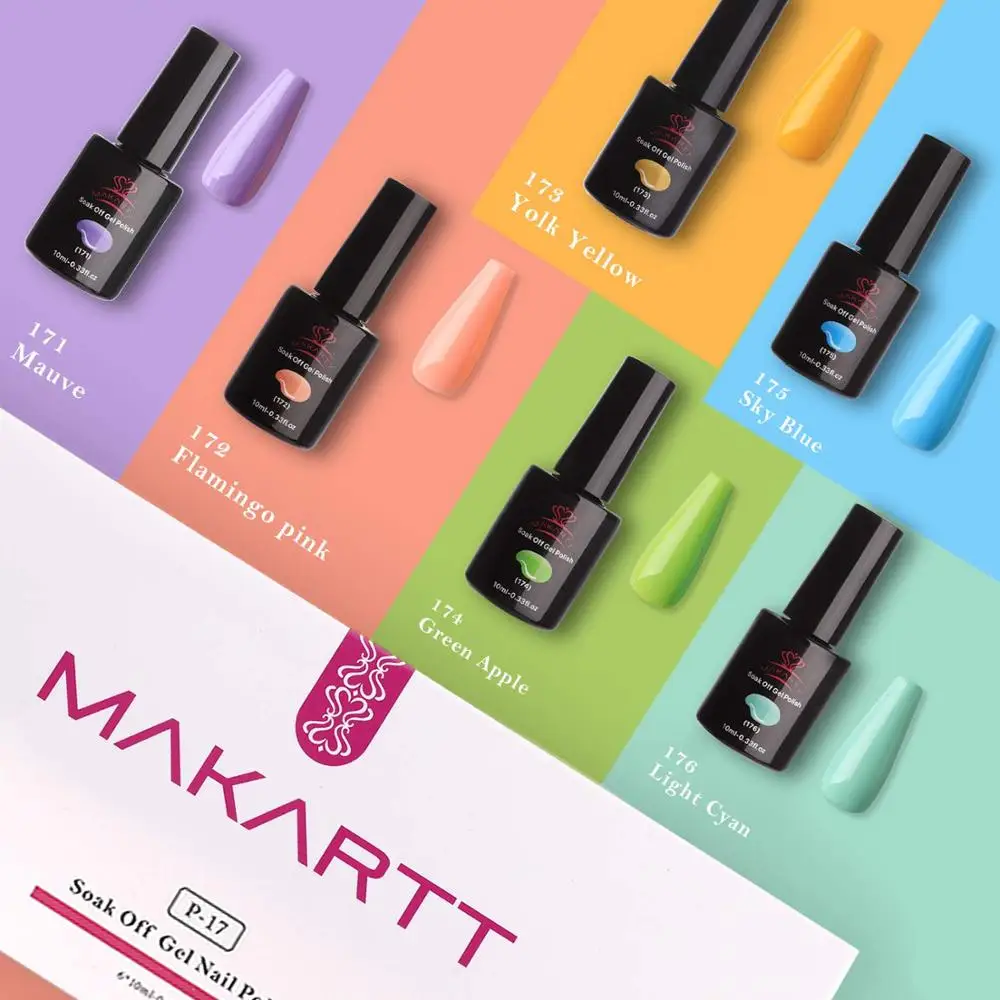 Makartt УФ-гель для ногтей набор Макарон цвета светодиодный гель 6 шт отмачиваемый