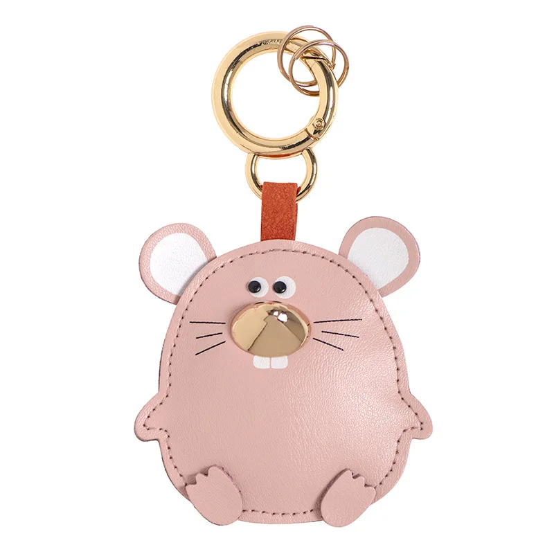 

Small Animal Modeling Car Key Chain Real Leather Bag Hanging Jewelry Creative Valentine's Day Gif