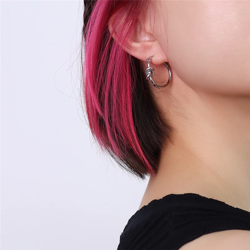 

Vintage Irregular Geometric Hoop Earrings For Women Birthday Party Gift Wholesale Jewelry New Fashion Stainless Steel Ear Cuffs