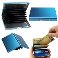 stainless steel credit card holder men slim anti protect travel id cardholder women rfid wallet metal case porte carte