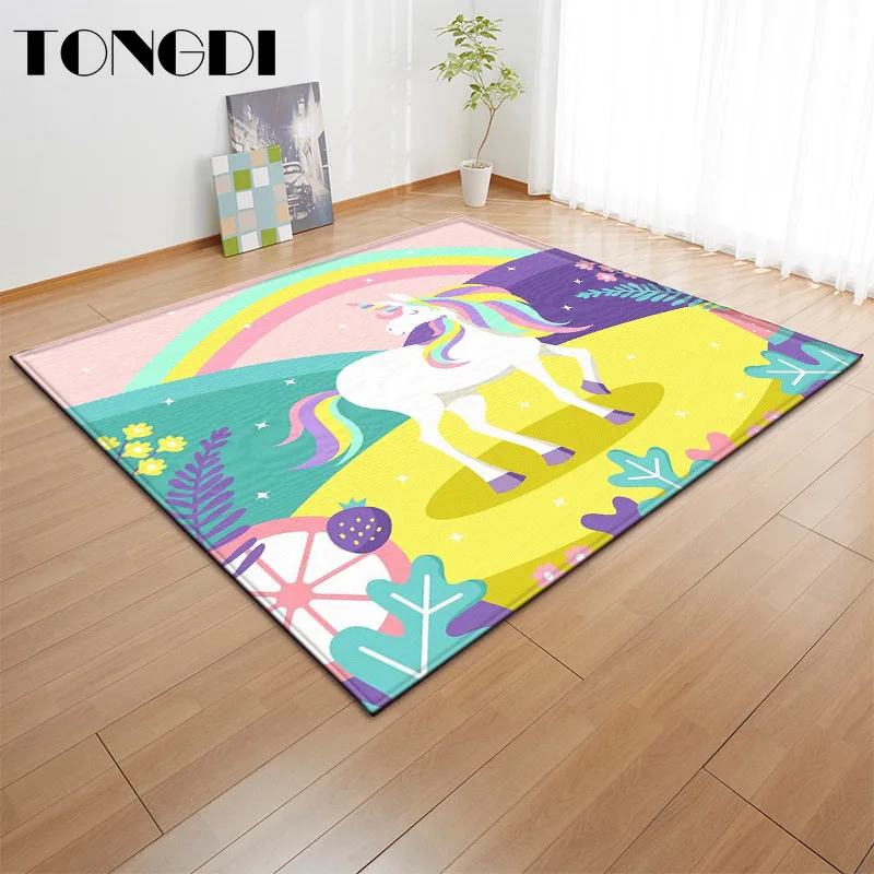 Детский нескользящий коврик TONGDI элегантный художественный с милым принтом