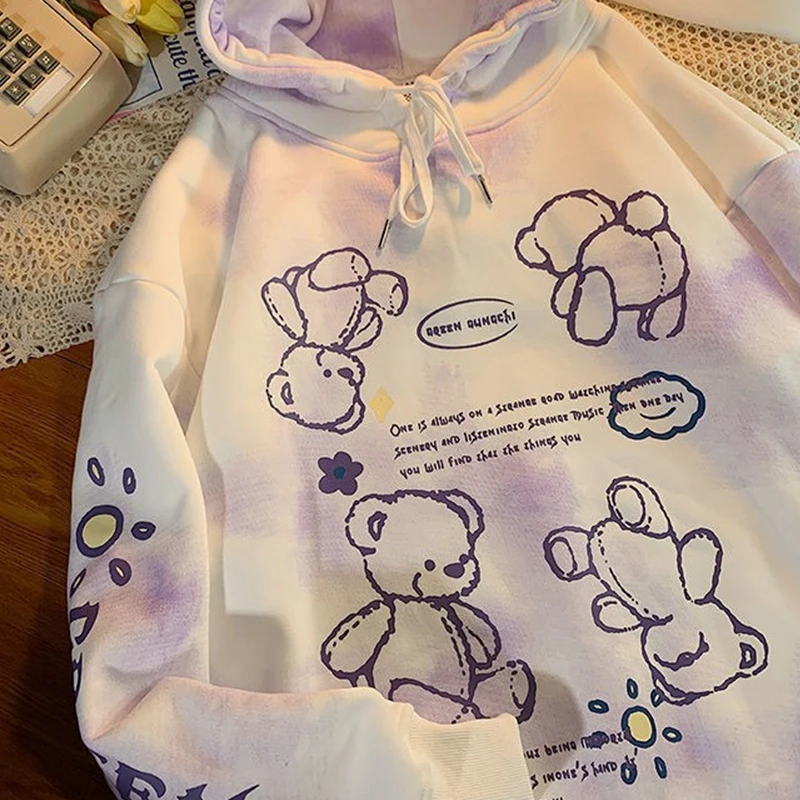 Vintage Tie Dye Aesthetic Oversized Woman Hoodie Kawaii Fashion Korean Harajuku Sweetshirt Clothes For Women Plus Size Pullover
