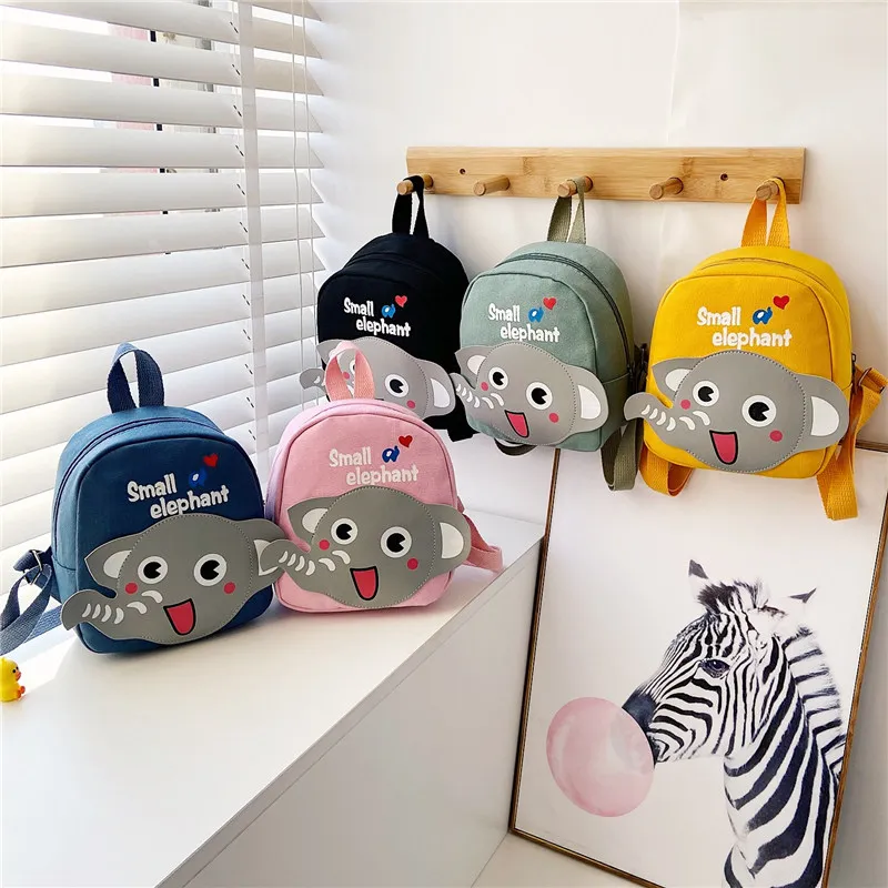 

Kawaii Canvas Cartoon Backpack for Girls Boys Cute Rabbit Elephant Shoulder Bag Children School Bag Small Backpack Harajuku Bag