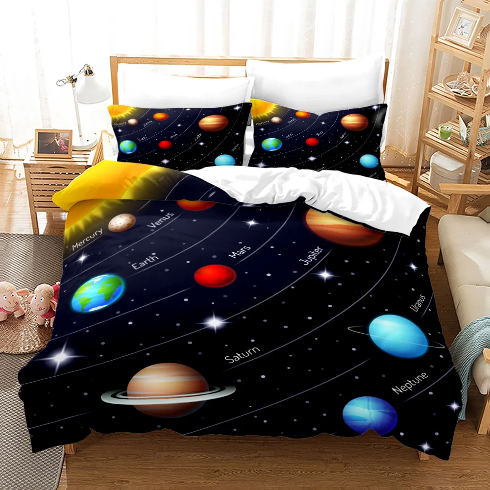 

Комплект постельного белья с изображением Галактики, односпальное, полноразмерное, с изображением неба, Млечного Пути, планеты, Комплект по...