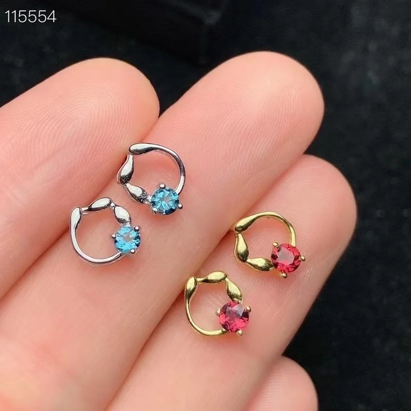 

925 Стерлинговое Серебро-бижутерия с украшением в виде кристаллов Пальма клубок естественный топаз серьги-гвоздики для женщин серьги стерли...