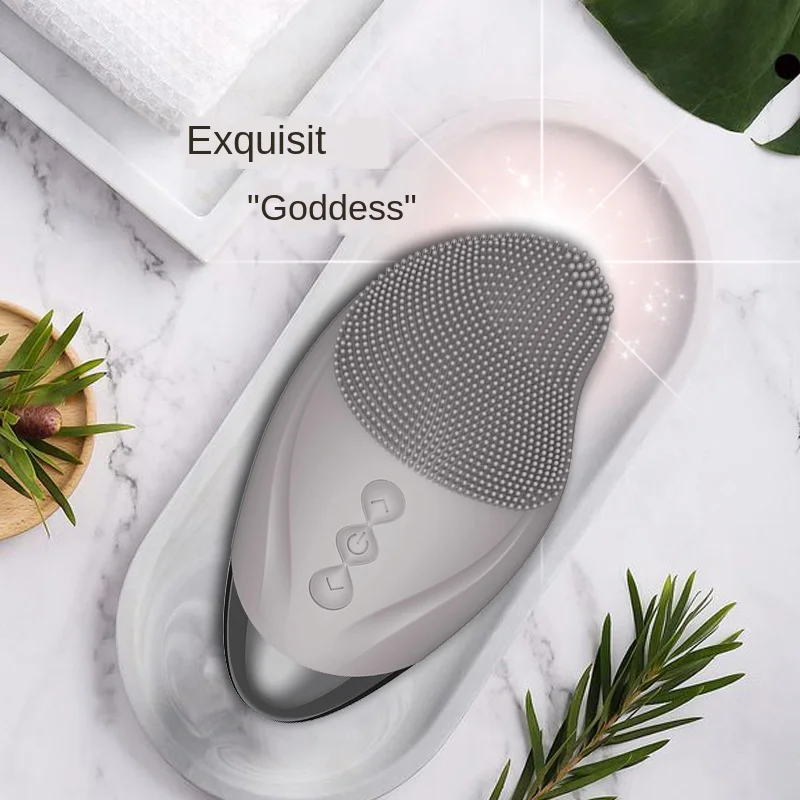 

Facial Cleansing Brush Electric Heated Washing Brush Silicone Sonic Heating Facial Brush Pore Cleanser Massage IPX7 Waterproof