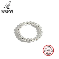 ssteel 925 sterling silver rings for women korean minimalist round beads rings personalized anillo plata 925 mujer jewelry