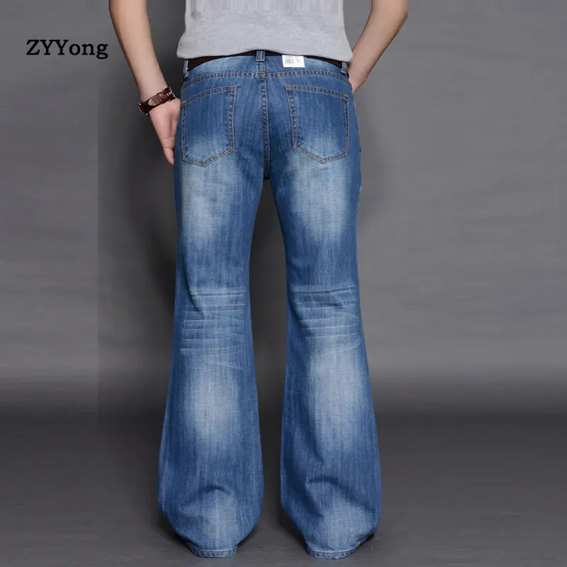 Free Shipping Men's 2020 New Spring Autumn and Winter Wide-Leg Jeans Business Casual Trousers Color Blue and Light Blue Pants