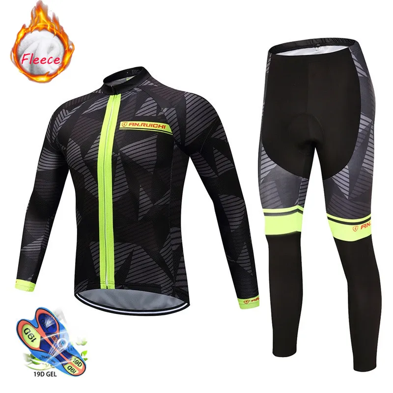 long cycling set 7 Новинка, зимний термальный флисовый комплект Джерси для велоспорта, дышащий, Ropa Ciclismo, мужская одежда с длинным рукавом для горного велосипеда, одежда для занятий спортом на открытом воздухе - Цвет: long cycling set 7