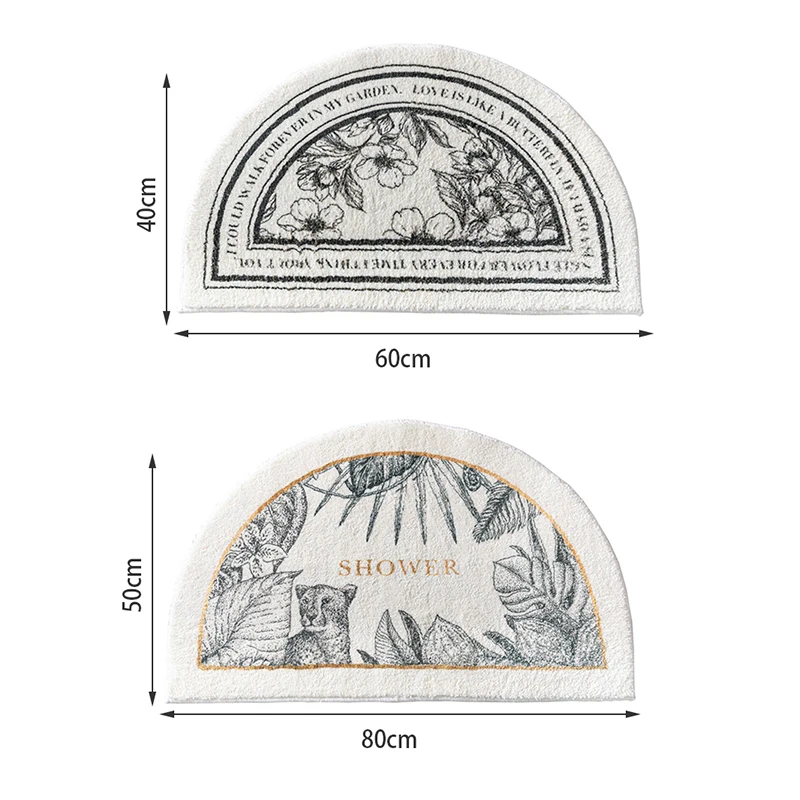 

Semicircle Bath Mat Non-Slip Absorbent Bathroom Rug Carpet Quick-drying Plush Soft Washable Entrance Doormats Home Decor