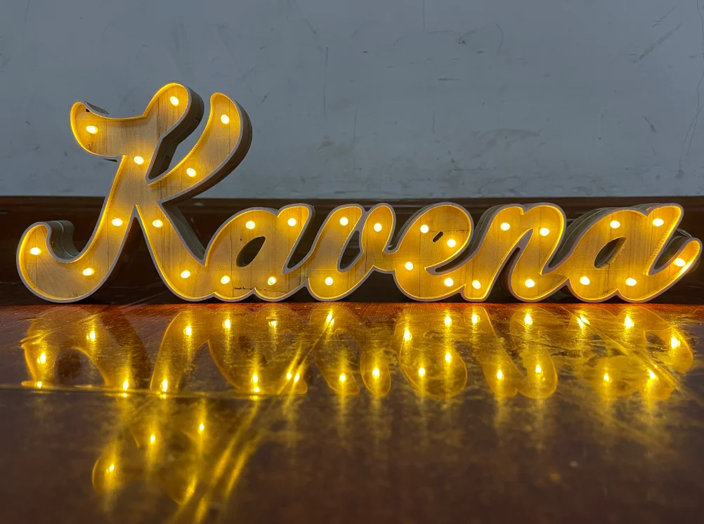

Custom Wooden name LED light sign door cover night bedroom decoration wall decoration