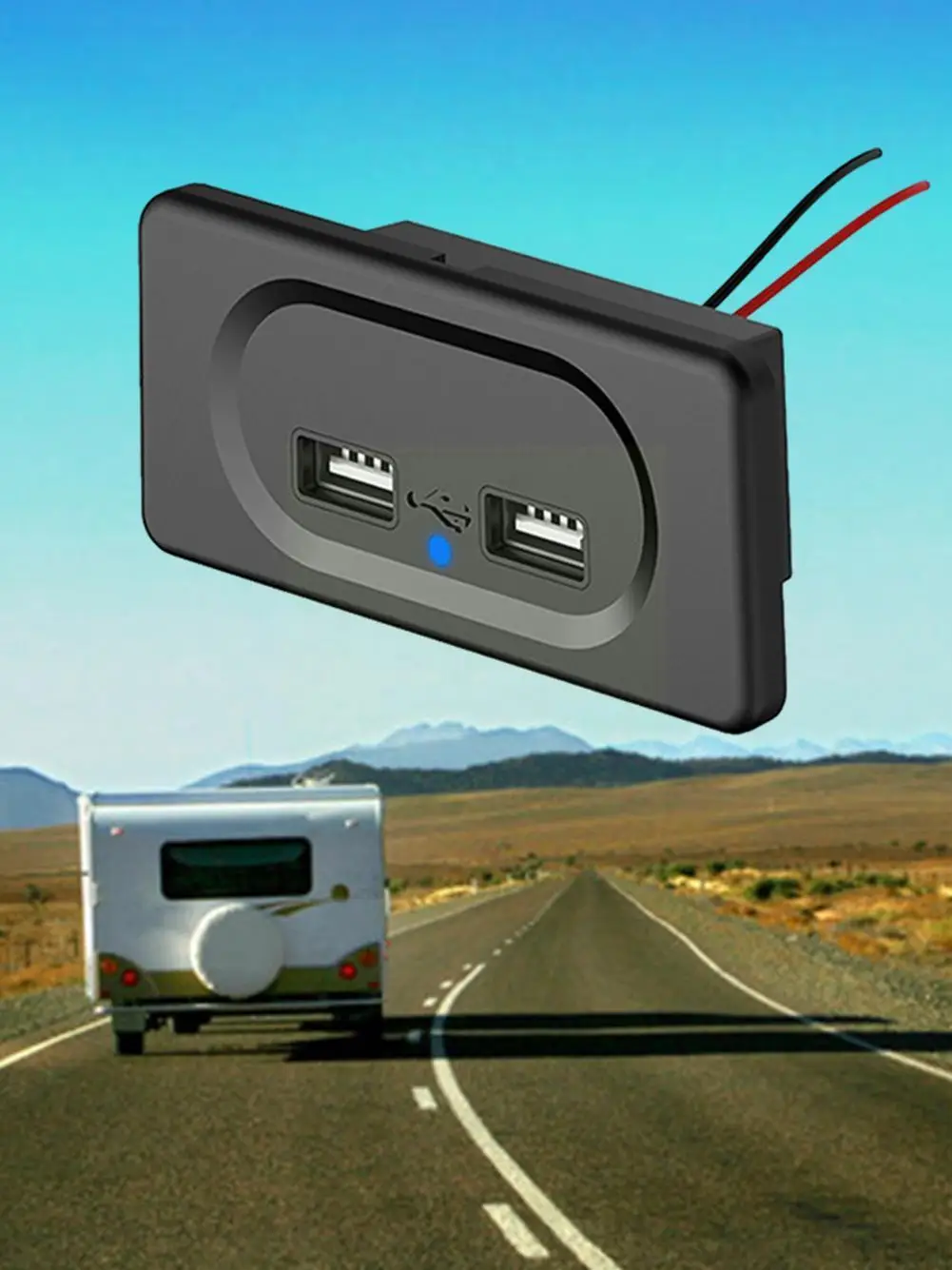 

Car dual USB charger socket, car short-term motorhome car car charger, modification bus accessories N3K0