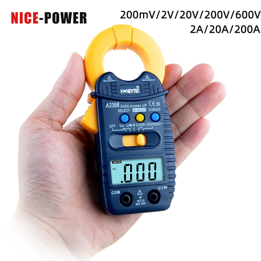 A3399 Mini Digital Clamp Multimeter Meter Tester Current AC/DC Voltage Resistance Capacitance Frequency MT87 QQ2.0