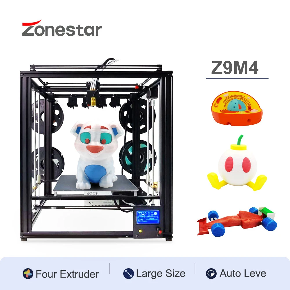 ZONESTAR четыре экструдеры мульти Цвет рамка большого размера 3D принтеры DIY Набор 4 в 1