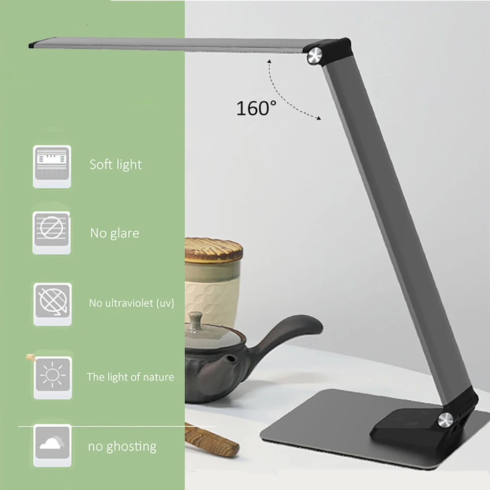 Desk Light USB Powered Smart Touch Three-level Dimming Table Lamps 160 Degrees Rotation Eye Protection Drafting for Work | Лампы и