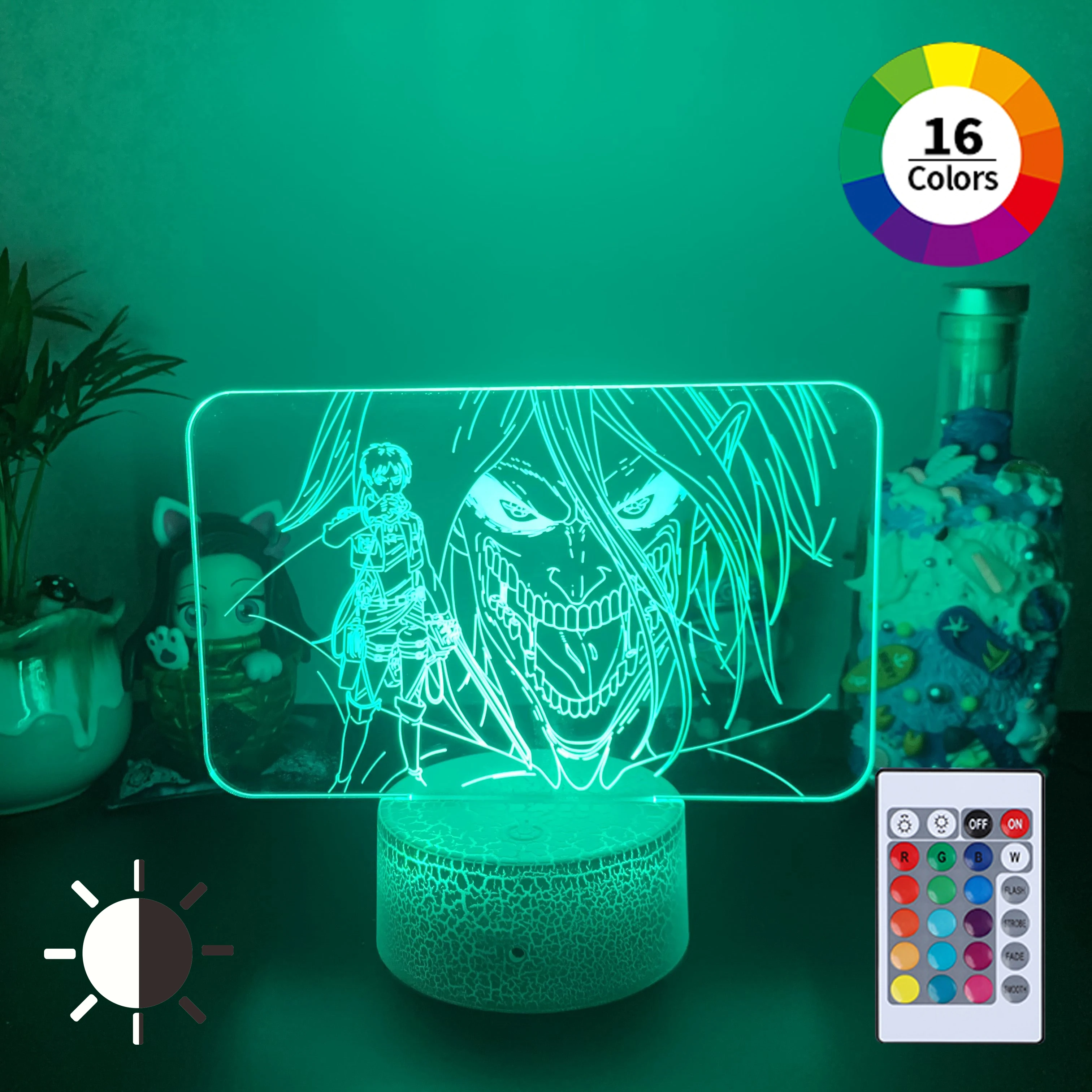 

Manga Attack on Titan Eren Jaeger Anime LED Atmosphere Lamp Night Lights With Remote Control For Dropshipping