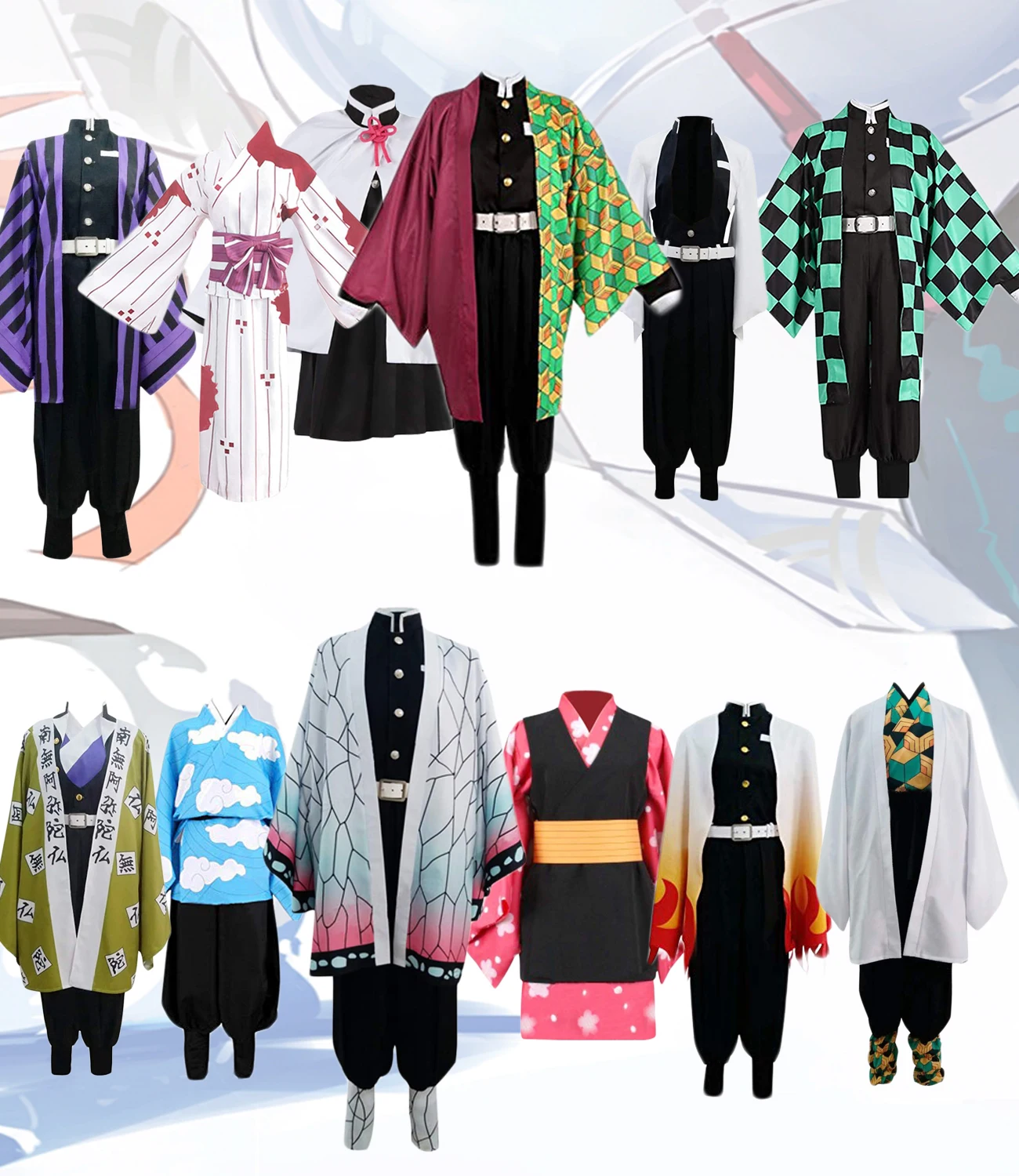 Демон убийца Kimetsu без Yaiba Косплэй костюм Tanjirou Nezuko Gyomei Obanai Shinobu Makomo Sabito Giyuu кимоно