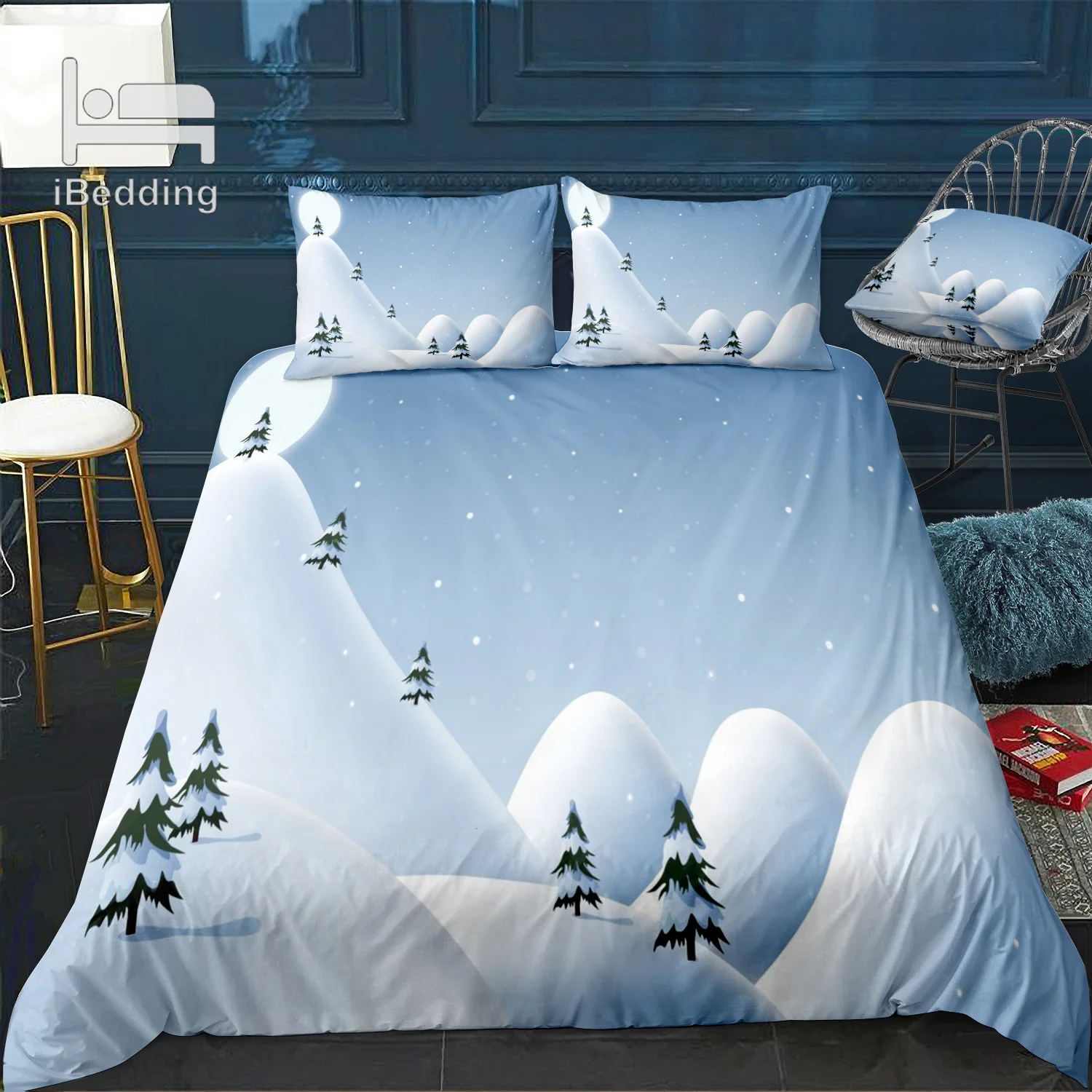 Комплект постельного белья с 3D рисунком на Рождество пододеяльник королева