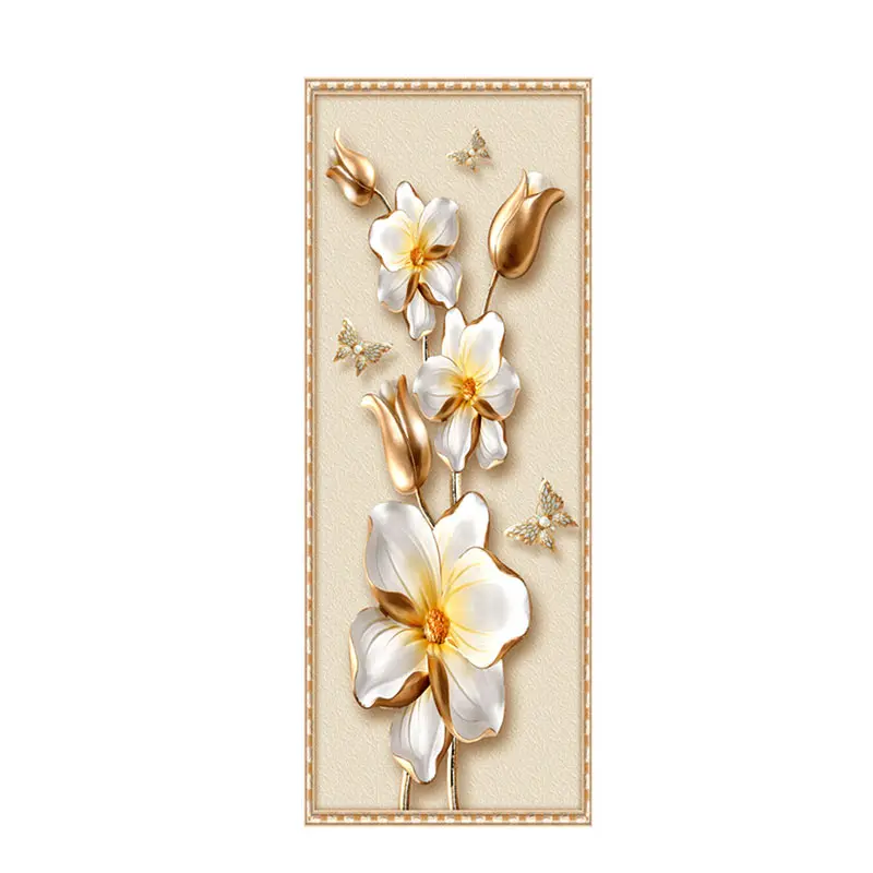 

Wall Sticker 3D Mural Gold Flower Door Sticker Wall Art Mural Home Decor Wallpapers Decal 77x200cm Home Decor Wall Sticker