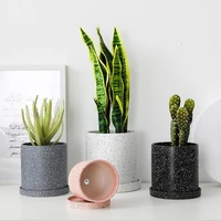 ceramic flower pot with tray storage container marble pattern plant flowerpot nordic pots for flowers garden