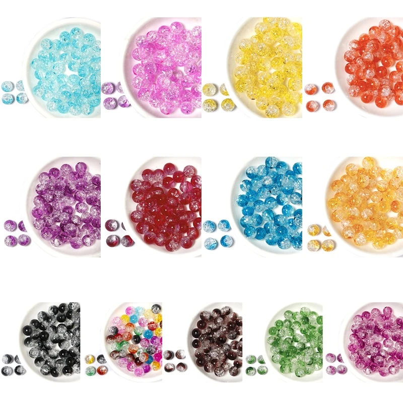 

8mm Mixed Color Round Spacer Beads for Jewelry Making Handmade 50pcs 8mm Double Colored Cracked Bead for Jewelry Making