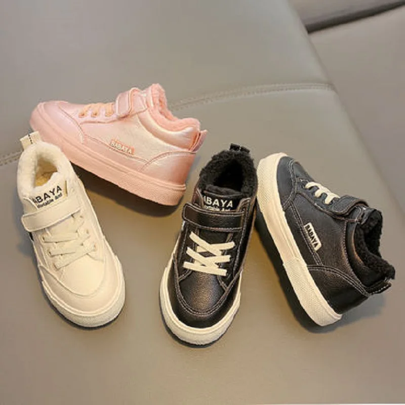 Babaya Winter Kids Boots boys girls warm leather sneakers fashion footwear children casual shoes plush non slip sport shoes