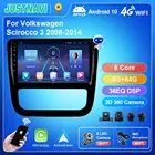 Автомобильный радиоприемник для Volkswagen Scirocco 3 2008-2014, автостерео, Android 10,0, 4 ГБ, 64 ГБ, IPS, видеоплеер, навигация, BT, GPS, Wi-Fi, OBD, без DVD