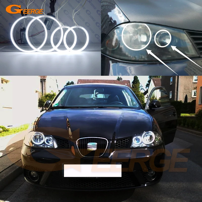 For SEAT IBIZA 6L CORDOBA Facelift 2006 2007 2008 Excellent Ultra Bright CCFL Angel Eyes Halo Rings Kit Car Accessories