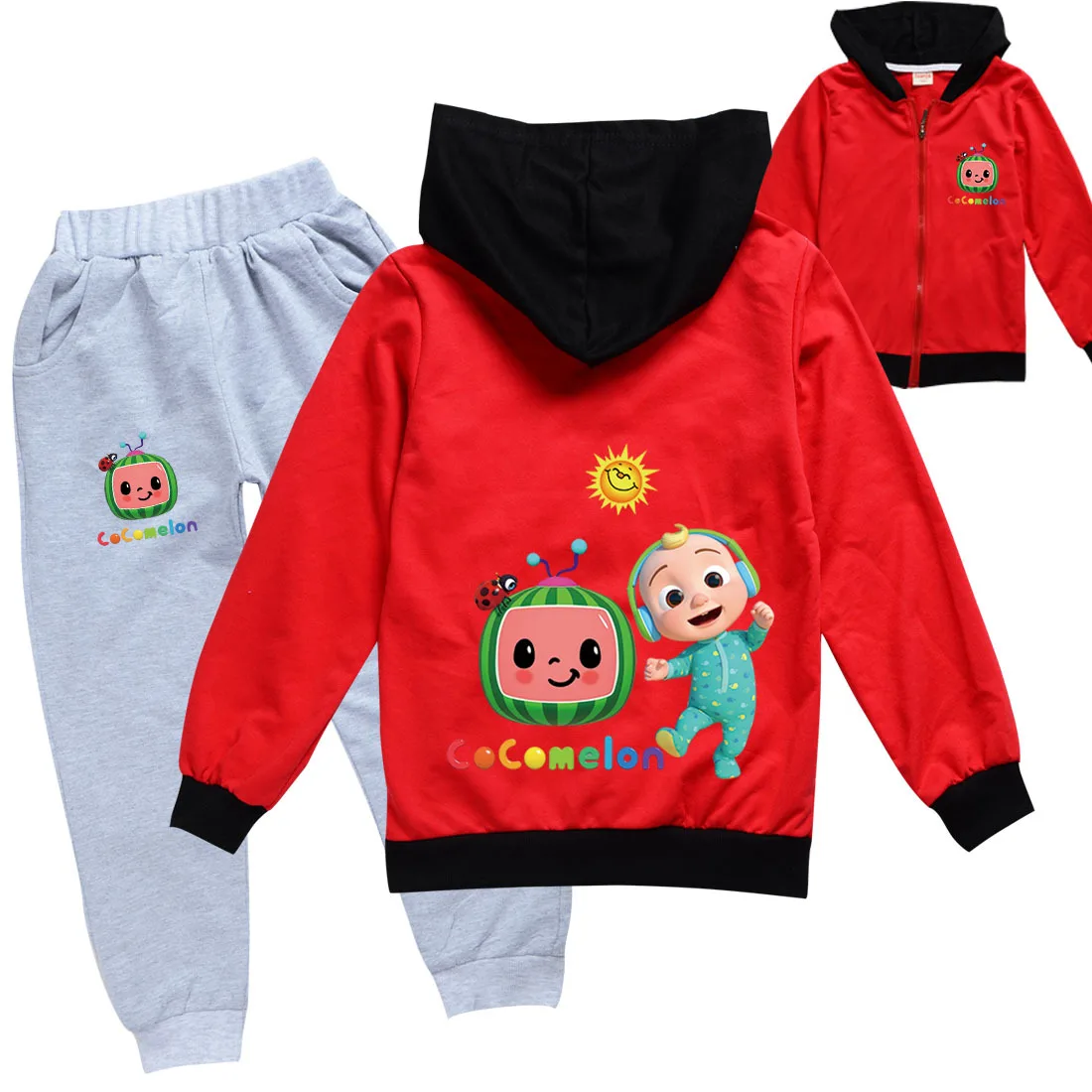 

Baby Lovely Cocomelon Clothes Set Toddler Girls Hooded Zipper Jacket Pants 2pcs Set Kids Tracksuit for Teen Boy Sport Pants Suit