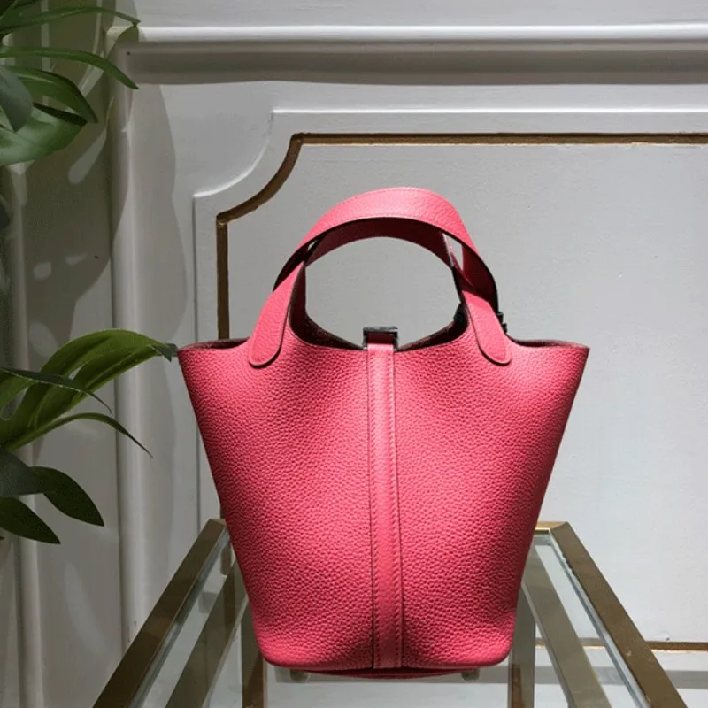 

Ladies Genuine Leather Handbag Fashion Cowhide Bucket Bags Women New Office Party Small Tote Bags Top Quality Shopper Bag