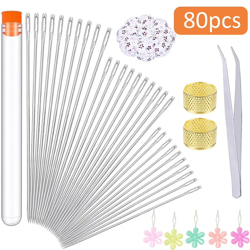 80 шт. длинные прямые иглы для бисероплетения|Швейные инструменты и аксессуары| |