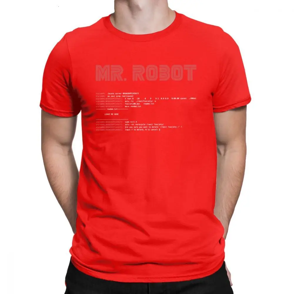 Red One yona Cool Mr Robot футболка программист футболки разработчик футболки с кодом для мужчин вырез лодочкой хлопок короткий рукав - Цвет: Red