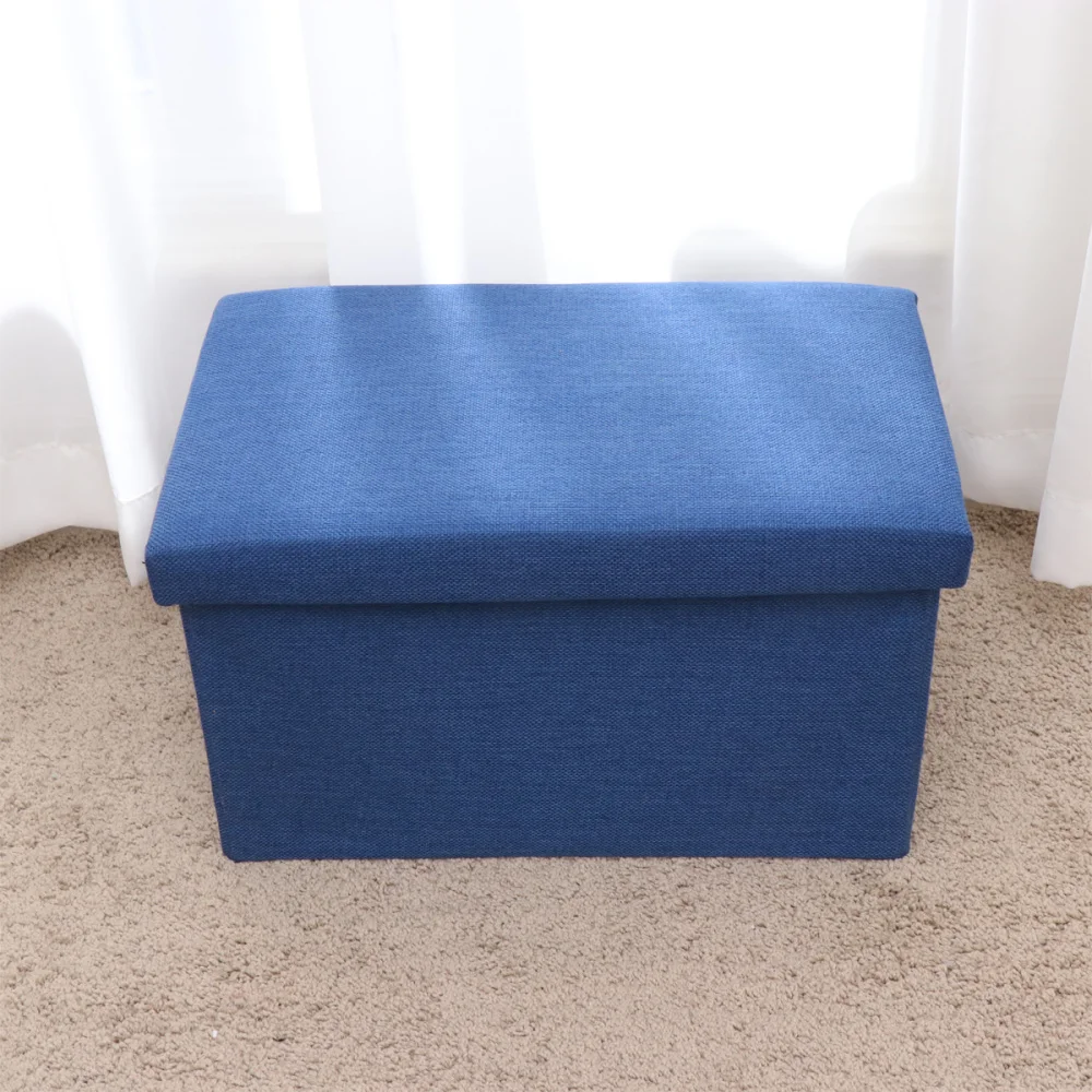 

Foldable Storage Ottoman with Folding Toy Chest Storage Box Linen Fabric Ottomans Bench Foot Rest for Bedroom Living Room (Grey)