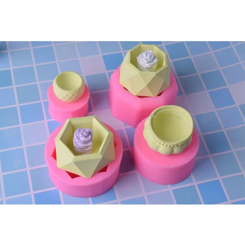 

Flower Pot Clay Molds Succulent Plants Silicone Mould DIY Resin Molds Mousse Fondant Creative Cement Concrete Plaster Pot Molds