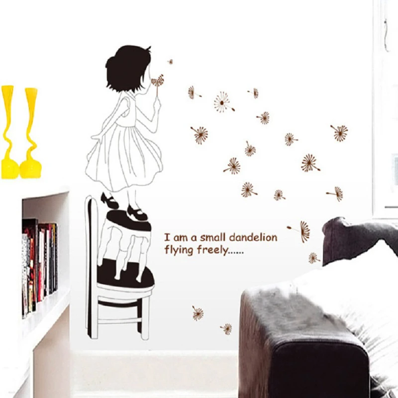 

Девушка выдувается планкой для украшения комнаты для девочек креативная Настенная роспись искусство Diy домашние наклейки