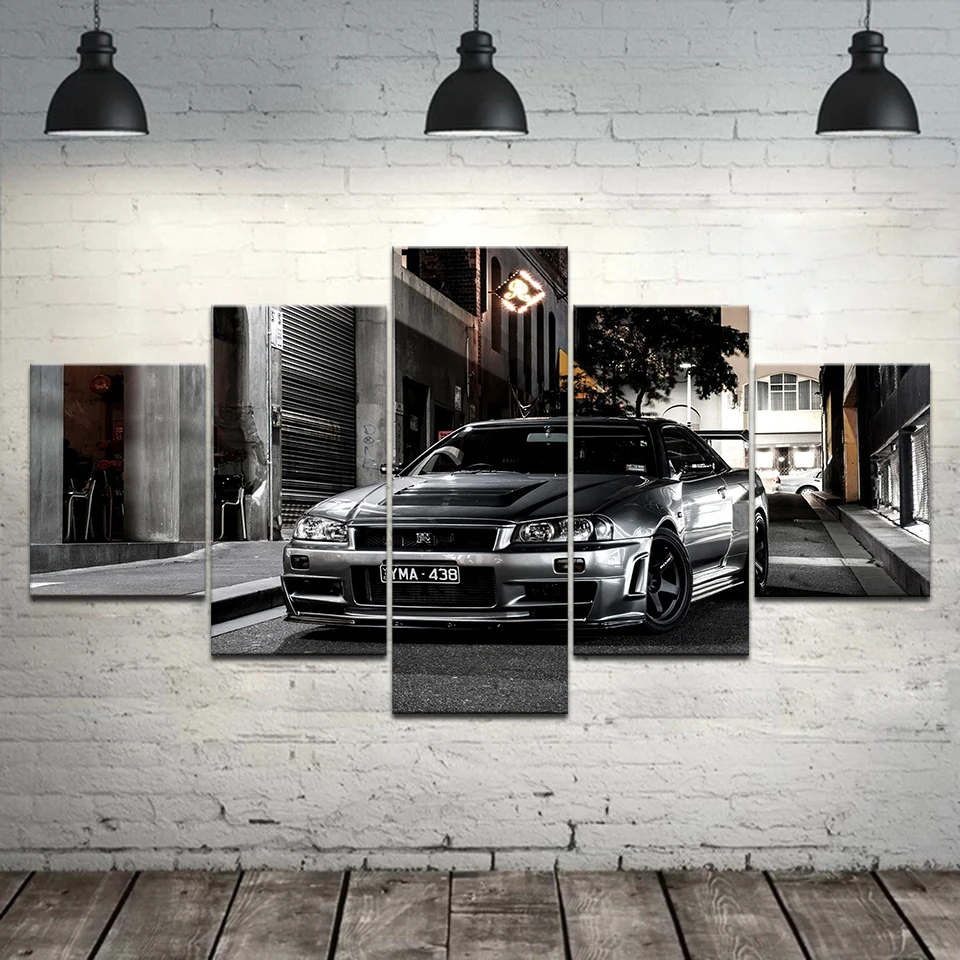 

5 Piece HD Print Large Nissan Skyline Gtr Car Modern Decorative Paintings on Canvas Wall Art for Home Decorations Wall Decor