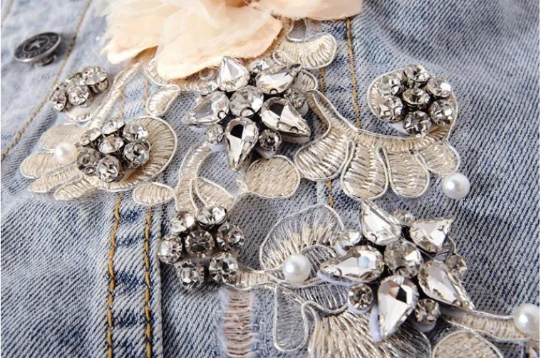 

Short jacket women spring and autumn 2021 Korean women's diamond flower denim jacket loose denim short jacket jacket