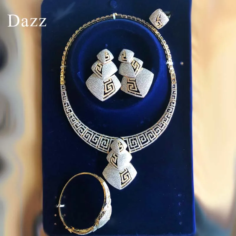 Dazz Роскошные двухцветные геометрические 5A Циркон Дубай женские свадебные