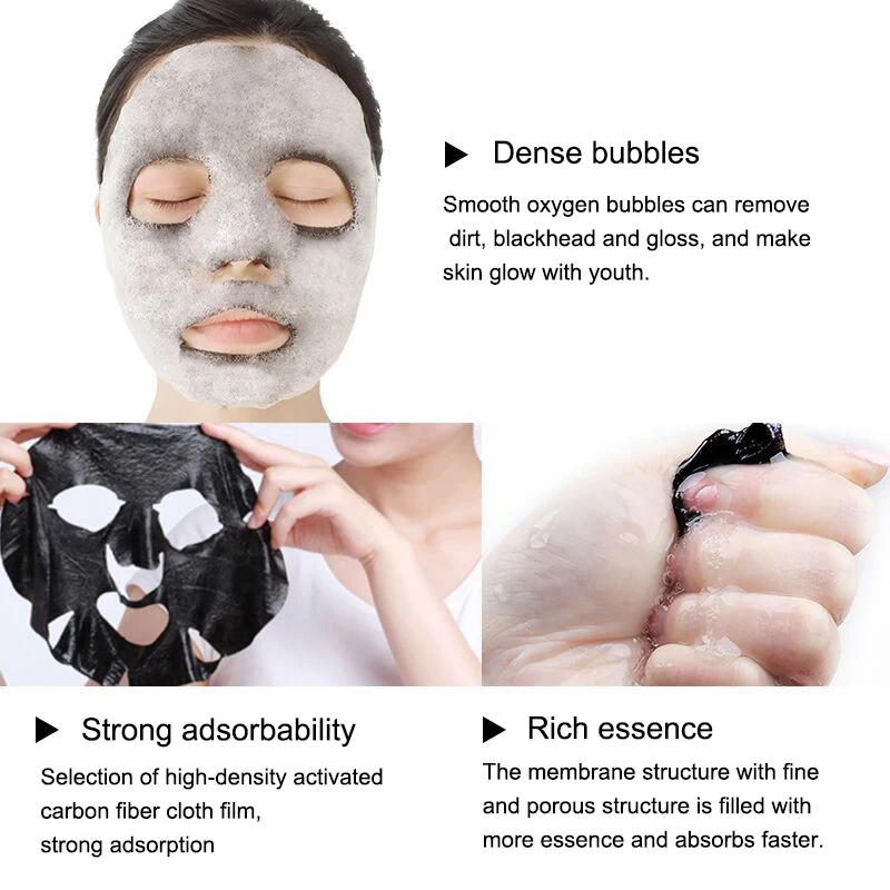 

5 Pcs Deep Purifying Detox Black Charcoal Oxygen Bubble Face Mask HJL2019