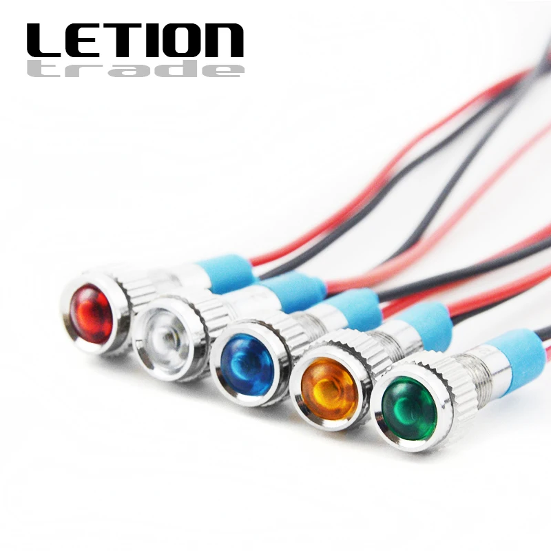 5 шт. в партии 6 мм Водонепроницаемый светодиодный металлический Индикатор Пилот