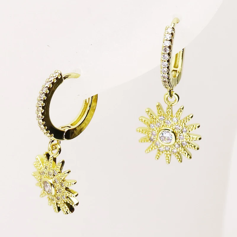 

Модные циркониевые серьги на солнечной батарее, 10 пар, золотые серьги-капли в форме звезды, модные ювелирные изделия, серьги для женщин, серь...