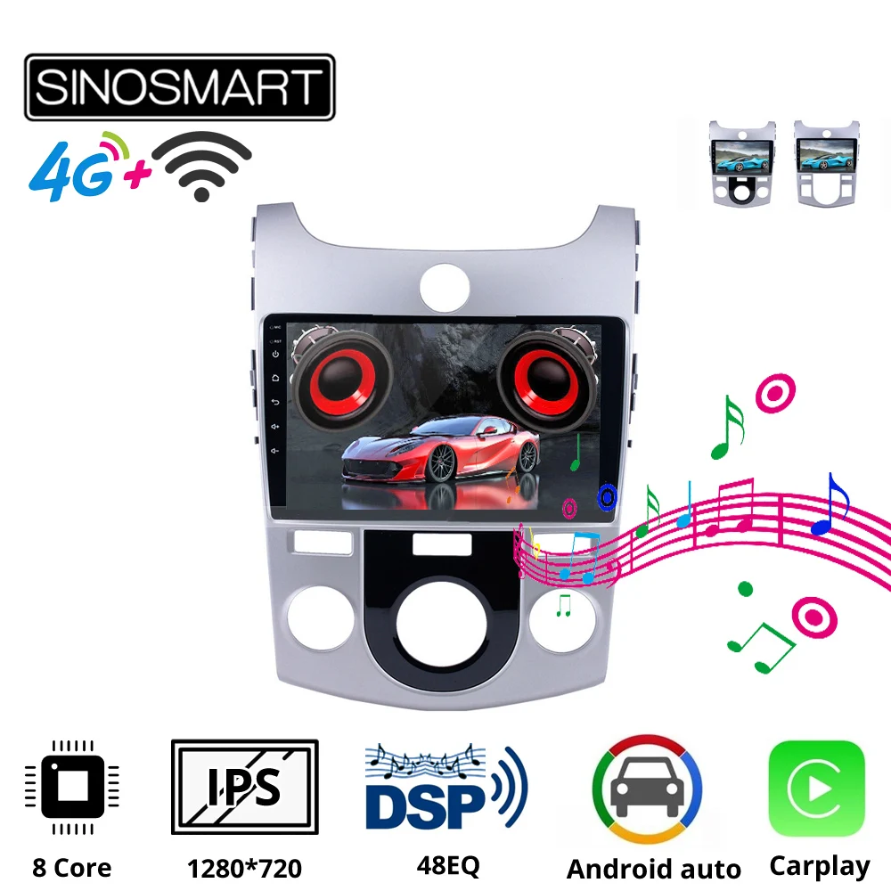 Sinosmart автомобильный радиоприемник с навигацией GPS для Kia Cerato Forte 2009-2012 2.5D IPS/QLED