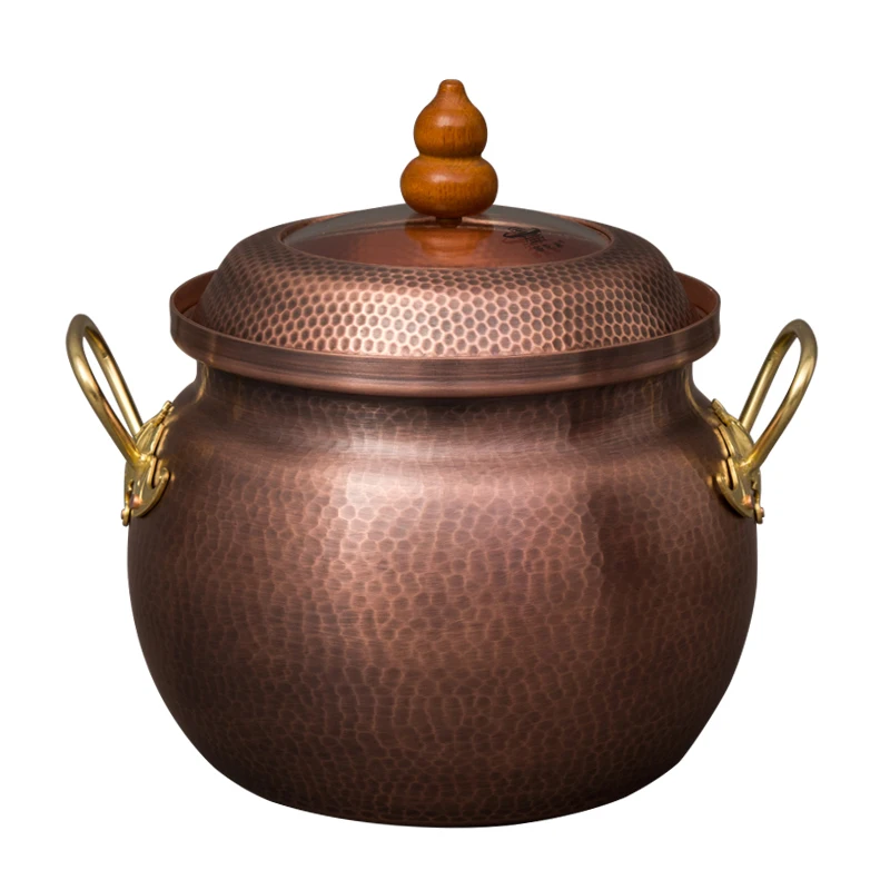 

Pure copper handmade thickening stew hot soup pot large healthcare stewpan electromagnetic furnace household porridge pan