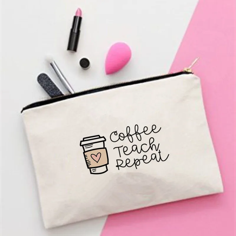 

Women Coffee Teach Printed Make up bag Fashion Women Cosmetics Organizer Bag for Travel Colorful Storage Bag for Lady Bag