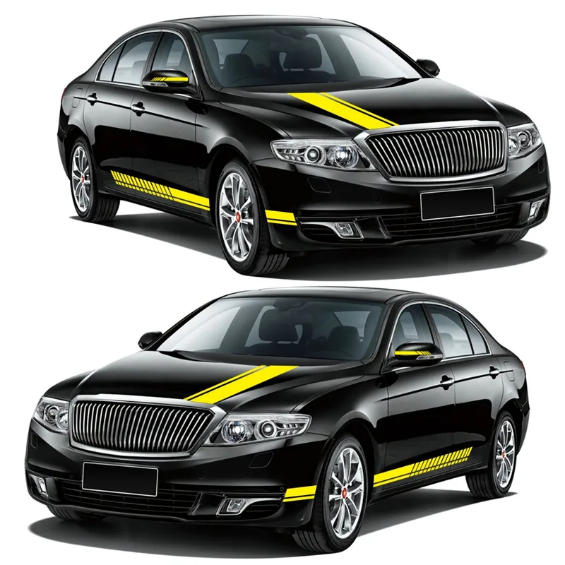 

5Pcs Car Hood Stripe Graphic Decal Vinyl Body Racing Door Long Sheet Rearview Mirror Sticker