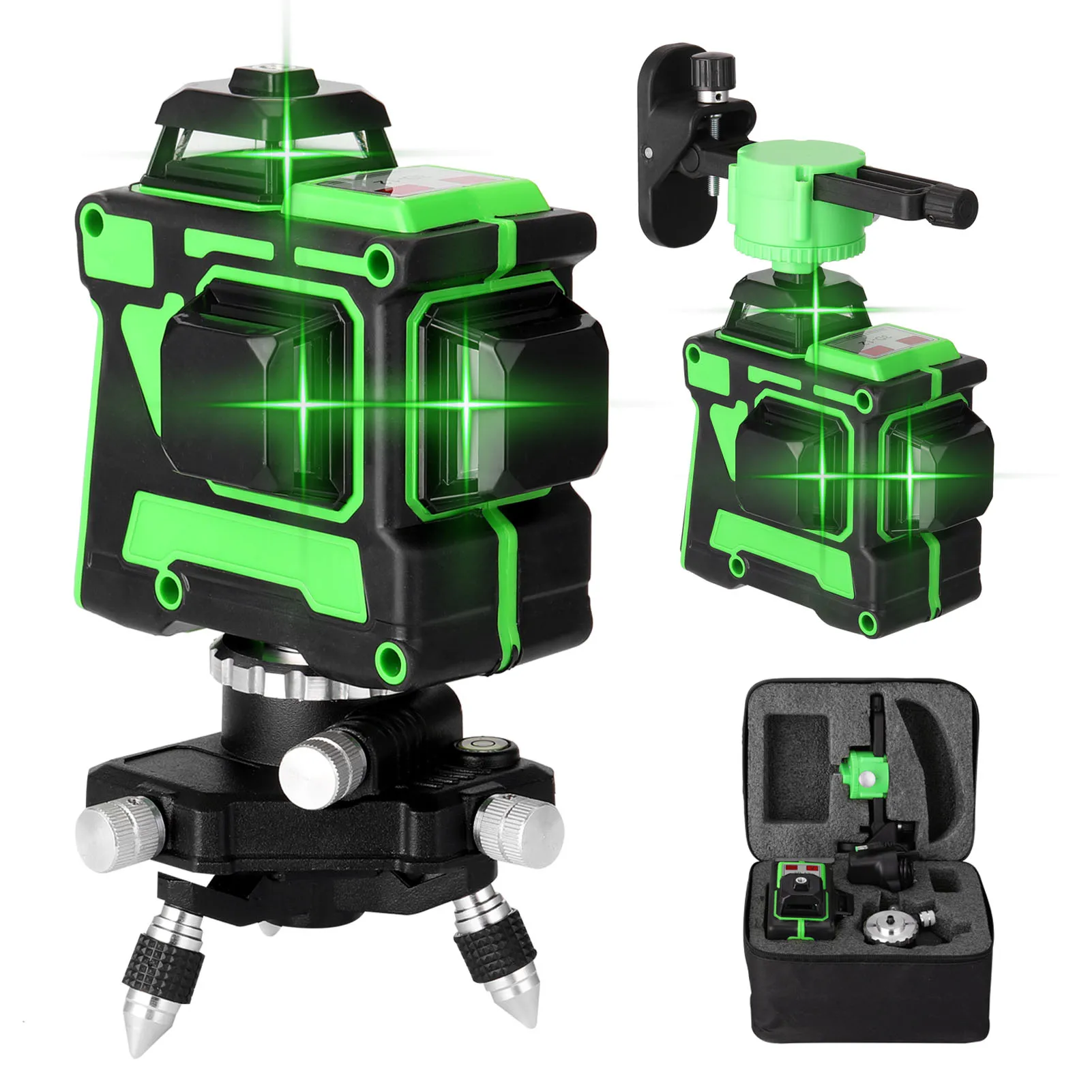 

3D 12 Lines Laser Level Self-Leveling 360 Horizontal Vertical Cross Lines With Battery Wall Bracket Nivel Laser 30M Range