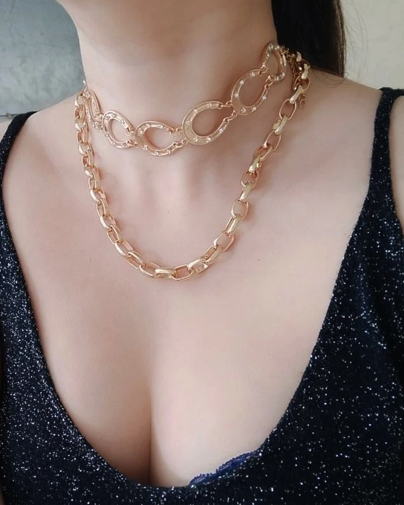 Hzew золото цвет подкова большая цепочка ожерелье лошадь любовник ожерелья