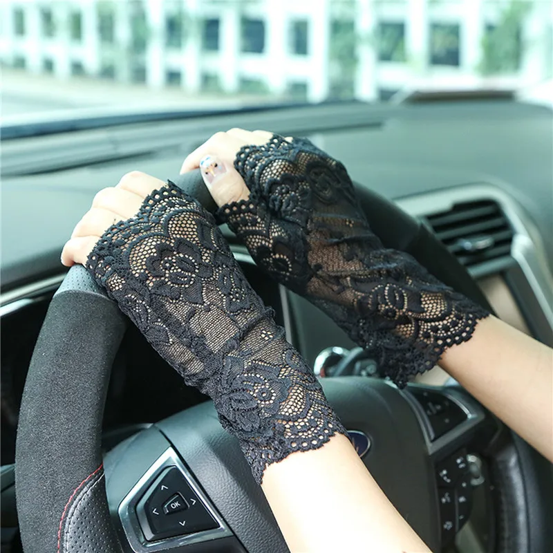

Fashion Sailor Dance Long Fingerless Womens Sexy Lace Gloves Ladies Half Finger Fishnet Gloves Mesh Mitten Hot Sale Anti-sun