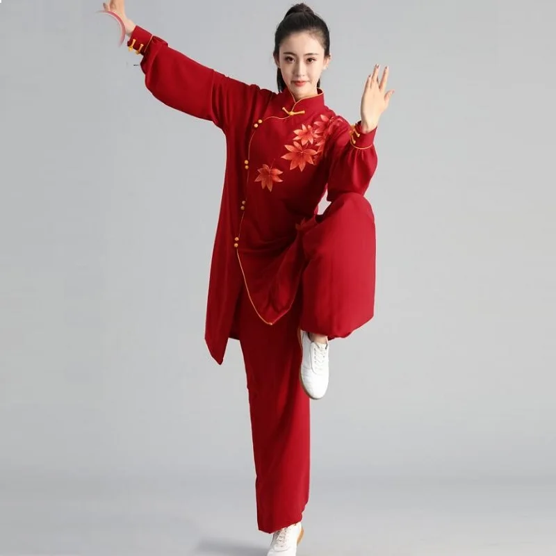 Red Tai Chi Clothing Martial Arts Suit Chinese Warrior Costume Swordsman Kung Fu Outfit Wing Chun Wushu Uniform FF2231 | Тематическая