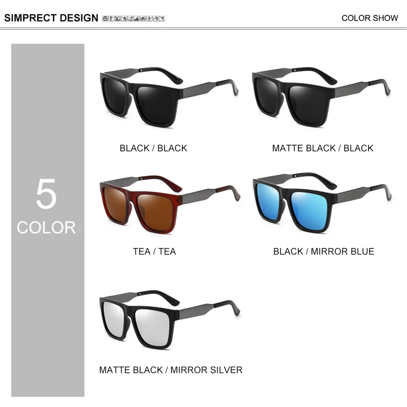 

SIMPRECT 2020 Polarized Sunglasses Men UV400 High Quality Square Sunglasses Fashion Oversized Driver's Sun Glasses For Men